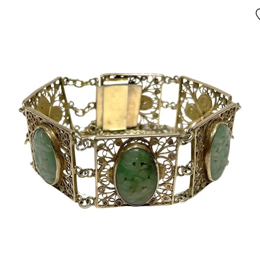 🔥HP🔥VTG/Antique Elegant Blue and Gold Metal Filigree Women's Bracelet - Picture 13 of 17